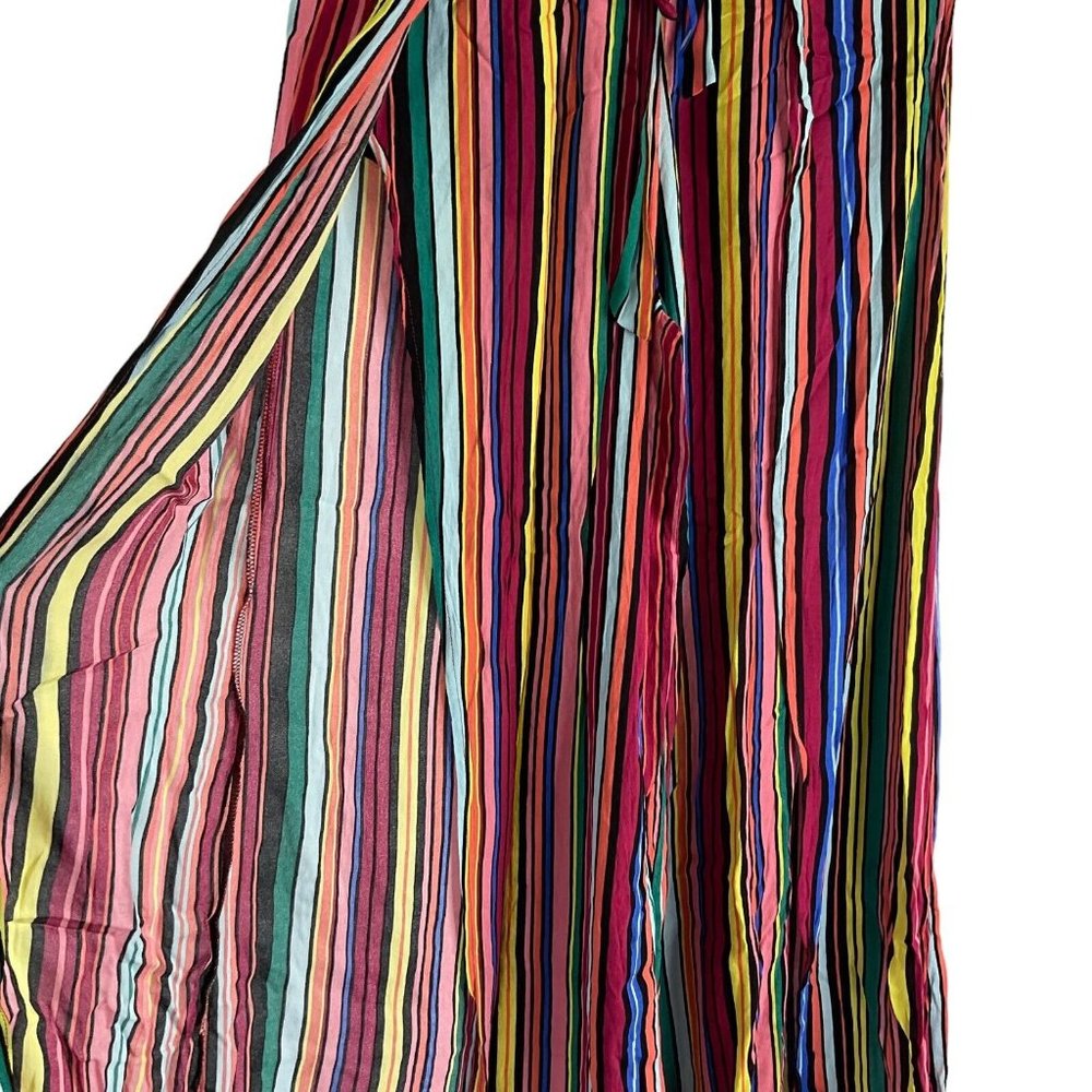 Aqua Pants Women's Sz S Multicolor Striped Side Slit Wide Leg High Rise $87 - Picture 6 of 14